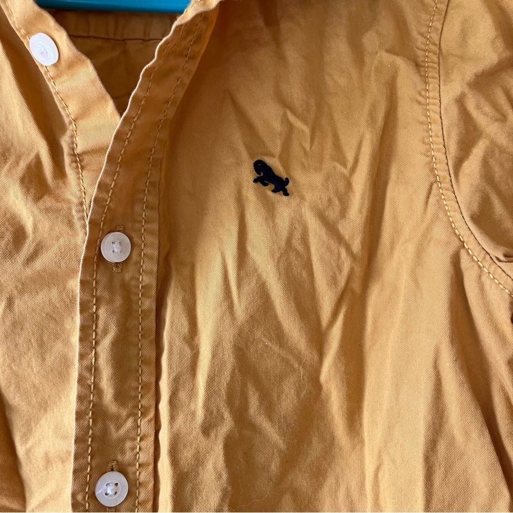 🌼 5/$20 H&M L.O.G.G. Mustard Yellow Boys Button Down Shirt Long Sleeve Size 5-6Y - Picture 2 of 11